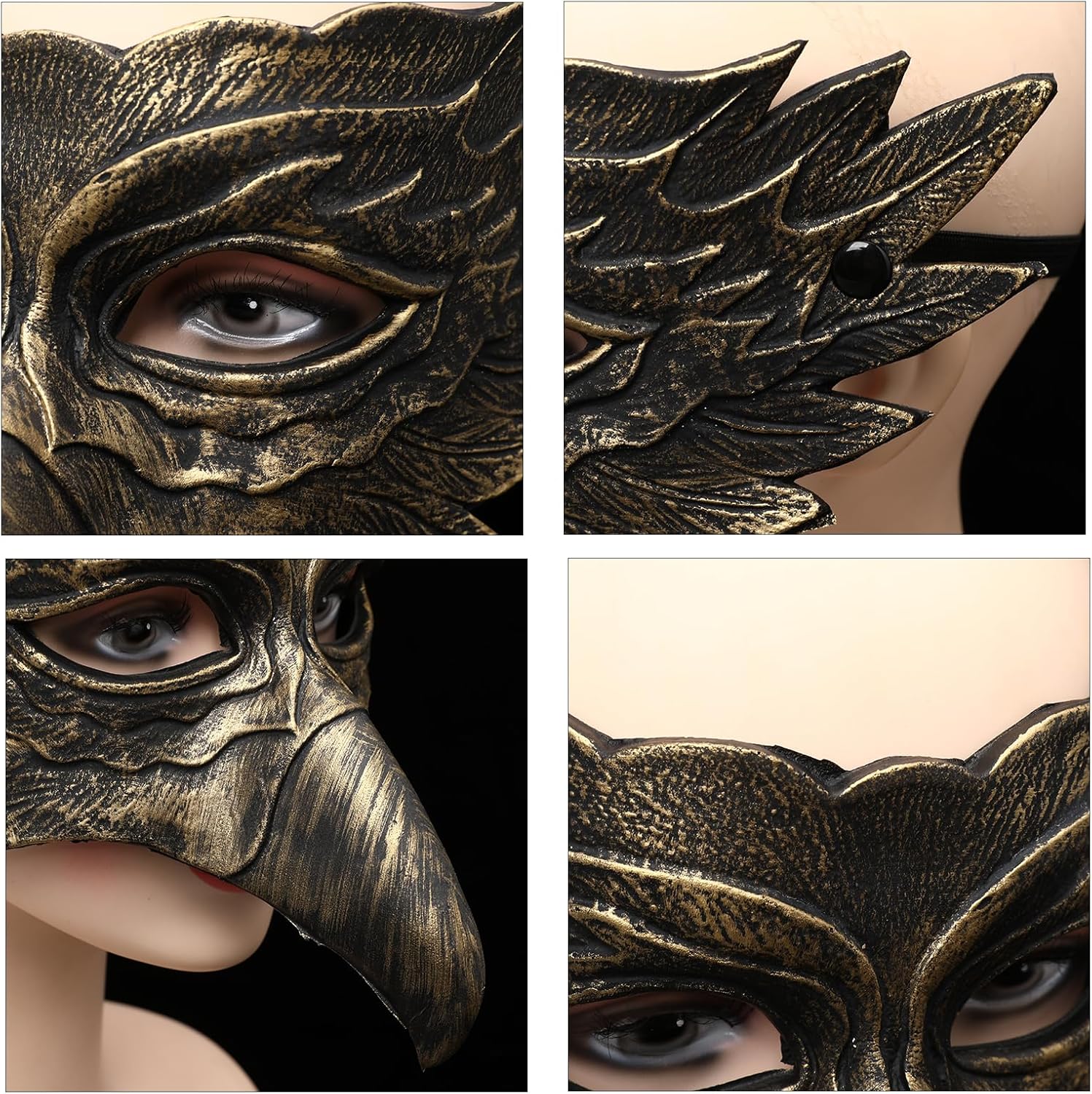 nezababy Halloween Crow Mask Eagle Bird Half Face Masquerade Mask Animal Raven Cosplay Costume Props Adult Women Men