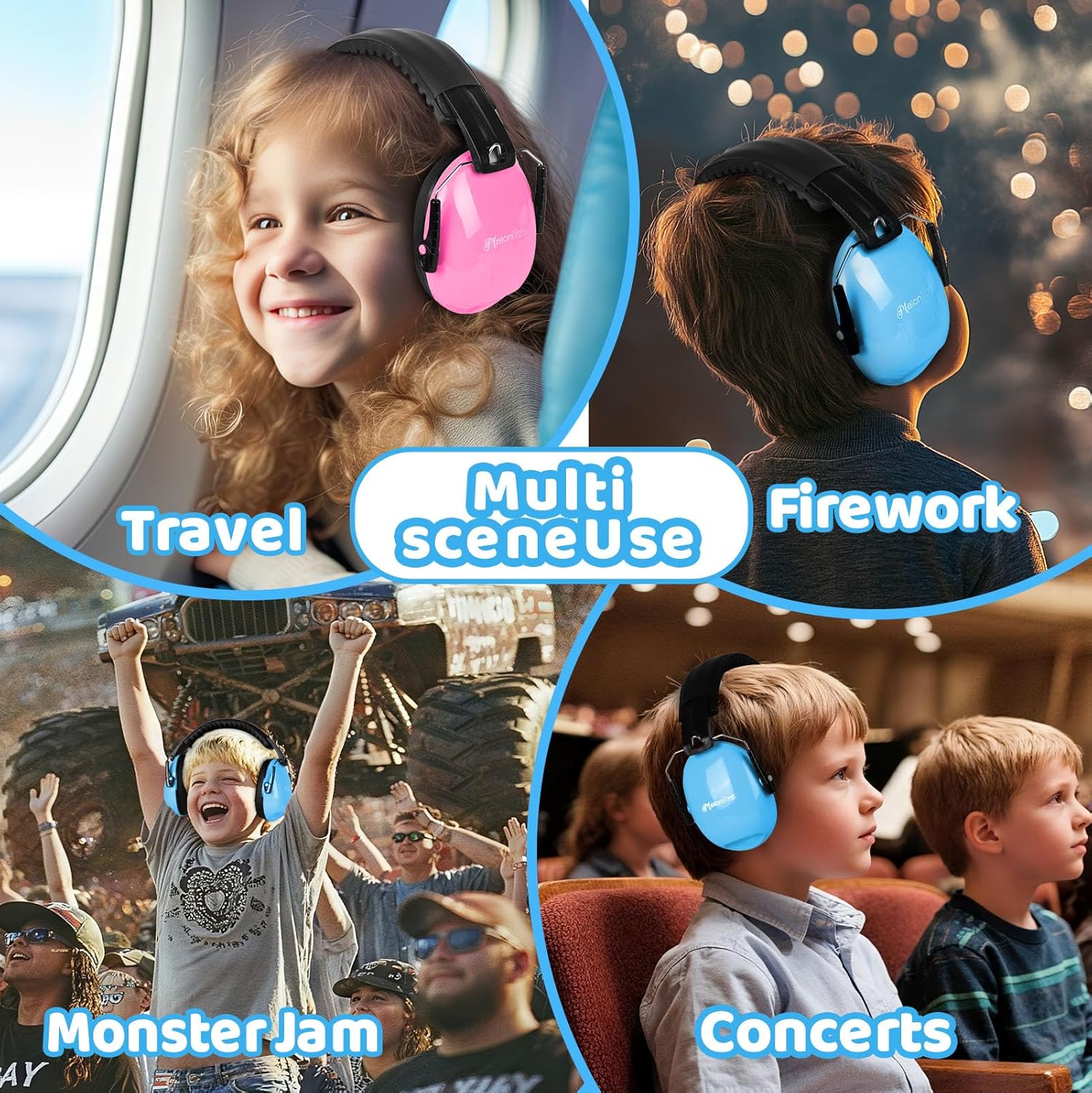 MelonArt Kids Noise Cancelling Headphones 6 Pack, Kids Ear Protection Earmuffs Child Sensory Headphones Toddler Soundproof Headphones Noise Reduction for Autism Shooting(Blue & Pink & Green)