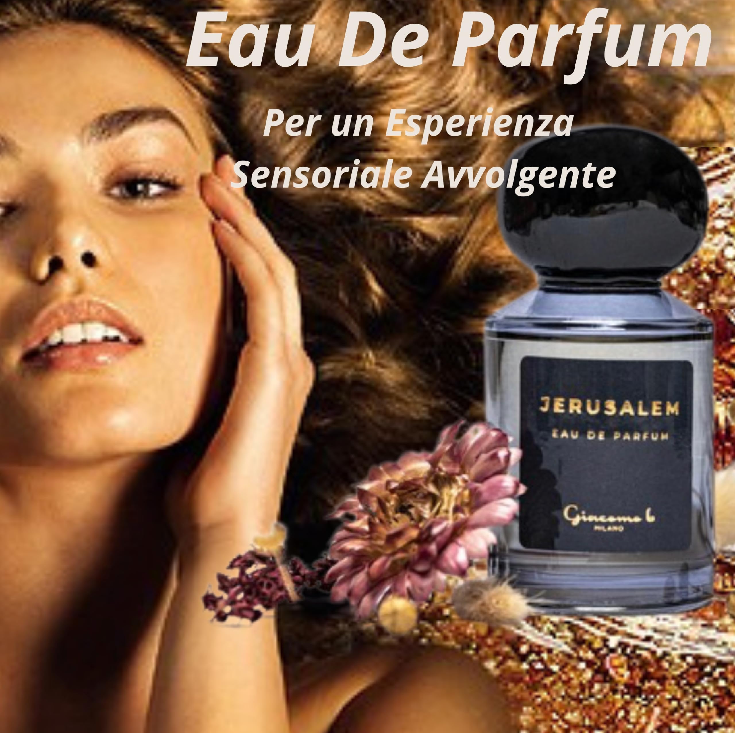 JERUSALEM Profumo Unisex Nardo Incenso Ambra 50ml | Fragranza Spirituale Aromaterapia | Eau De Parfum Rilassante Personale dalla Persistenza Leggera | Essenza di Amore e Devozione | Made in Italy