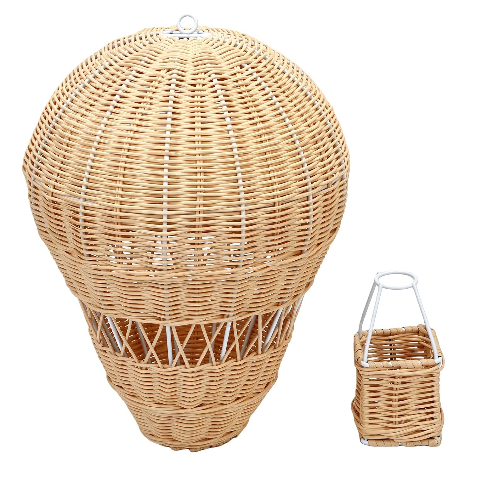 AUNMAS Decorazione per la Cameretta con Mongolfiera in Rattan da | Tessuto Naturale Fatto a Mano, Accessorio Fotografico per Neonati, Ornamento per la Stanza Boho, Facile Installazione con
