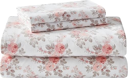 Vista 2 de Laura Ashley - Juego de sábanas de tamaño individual, juego de ropa de cama de franela de algodón, cepillado para mayor suavidad y comodidad