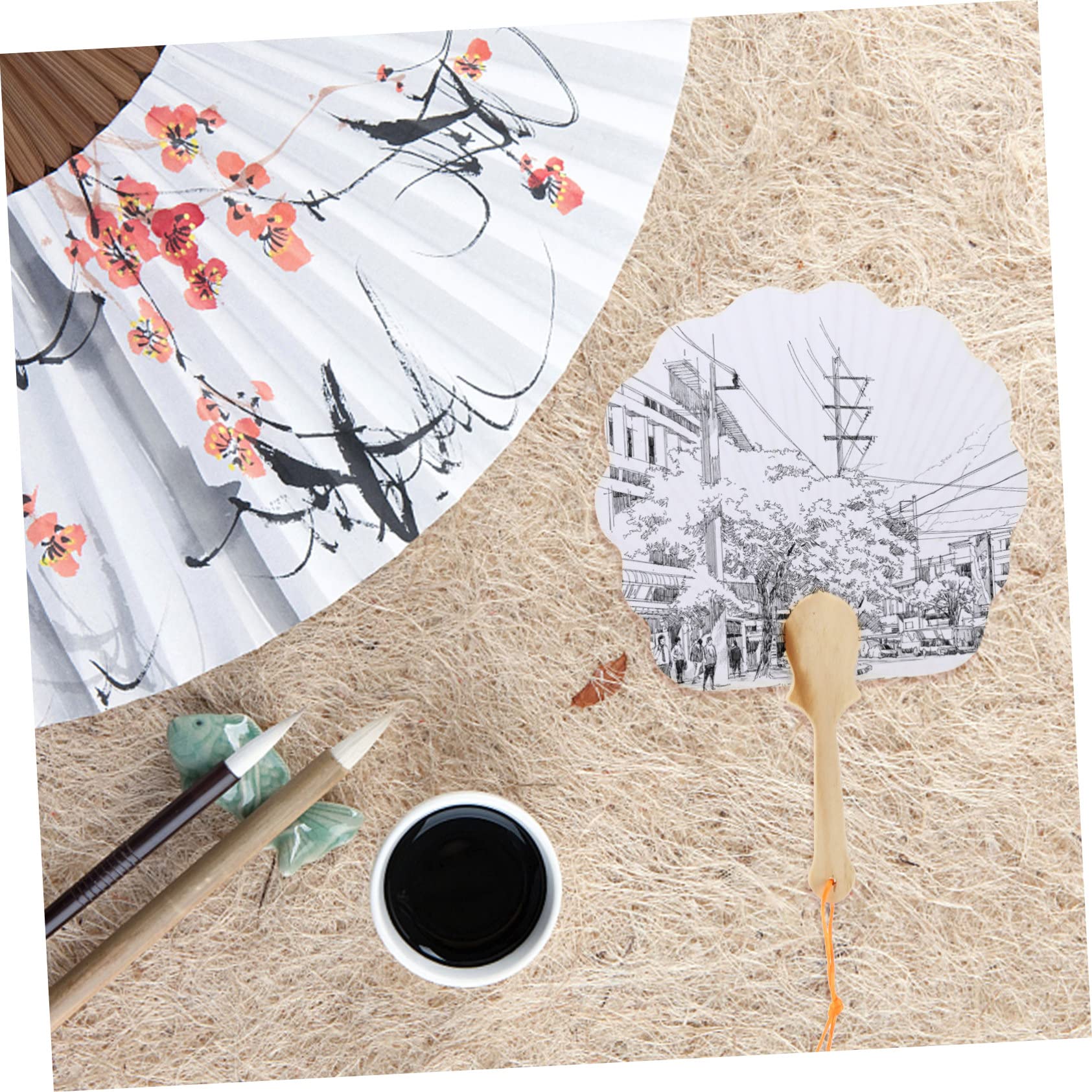 Gatuida Ventagli di Carta Vuoti per Dipingere 16 Pezzi, Ventagli di Legno e Carta, Kit Creativo per Migliorare Immaginazione e Creatività, per Attività Fai-da-te