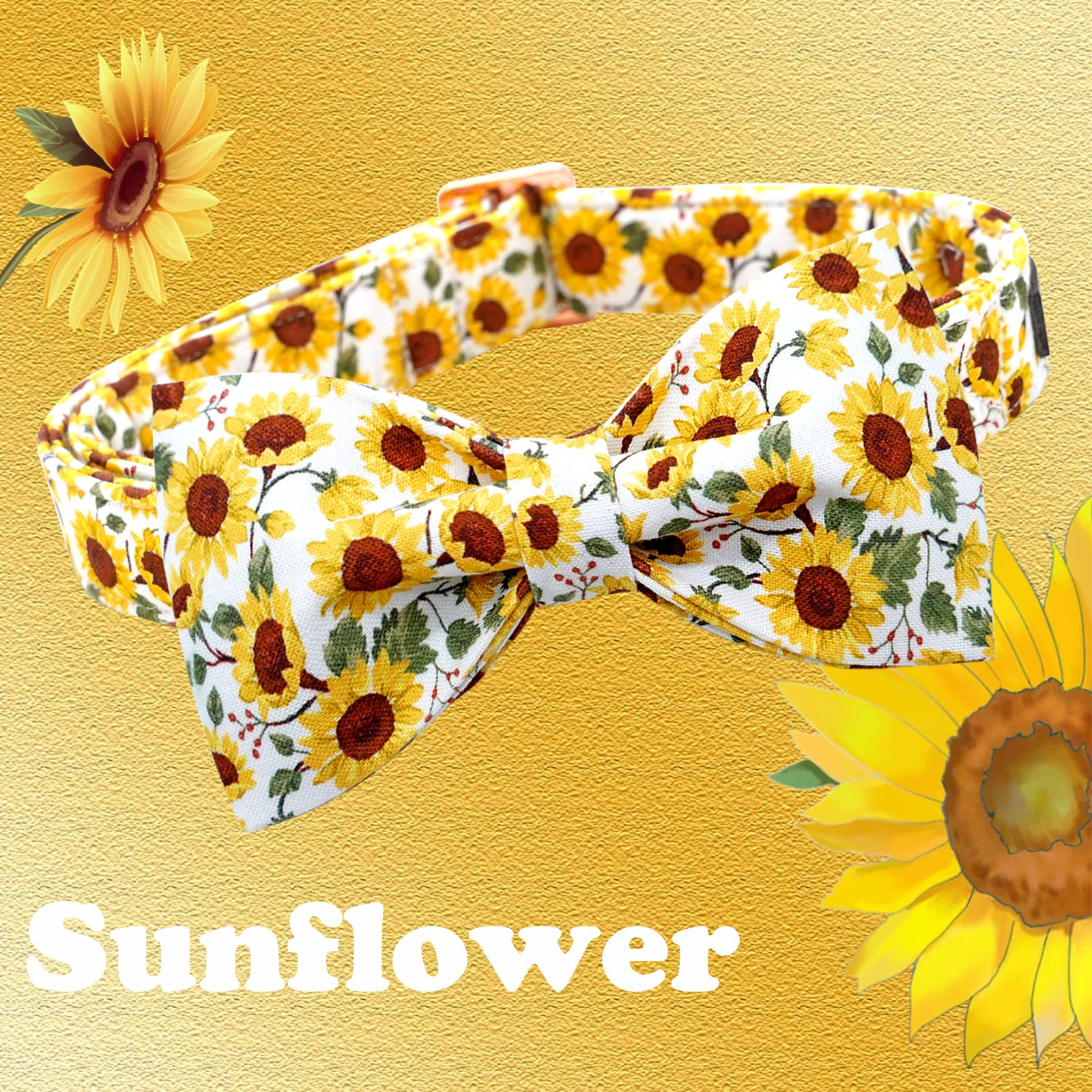 Hundehalsband Mit Blumen-Fliege - Baumwolle, Verstellbar, Handgefertigt Für Kleine & Große Hunde