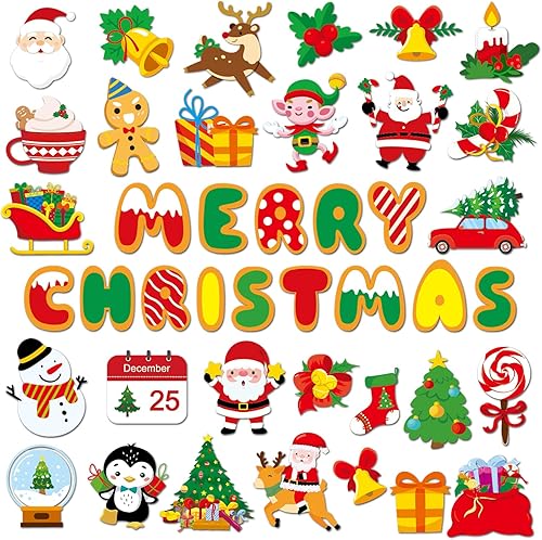 36 imanes de Navidad para refrigerador, cubierta magnética para refrigerador, Papá Noel, decoración navideña para buzón, casillero, nevera,