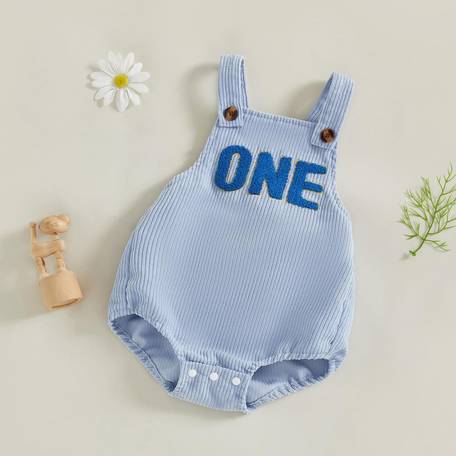 Honganda Baby Boy First Birthday Outfit Sleeveless Corduroy Overalls Letter One Cake Smash Romper for 1st Birthday Party - Image 5