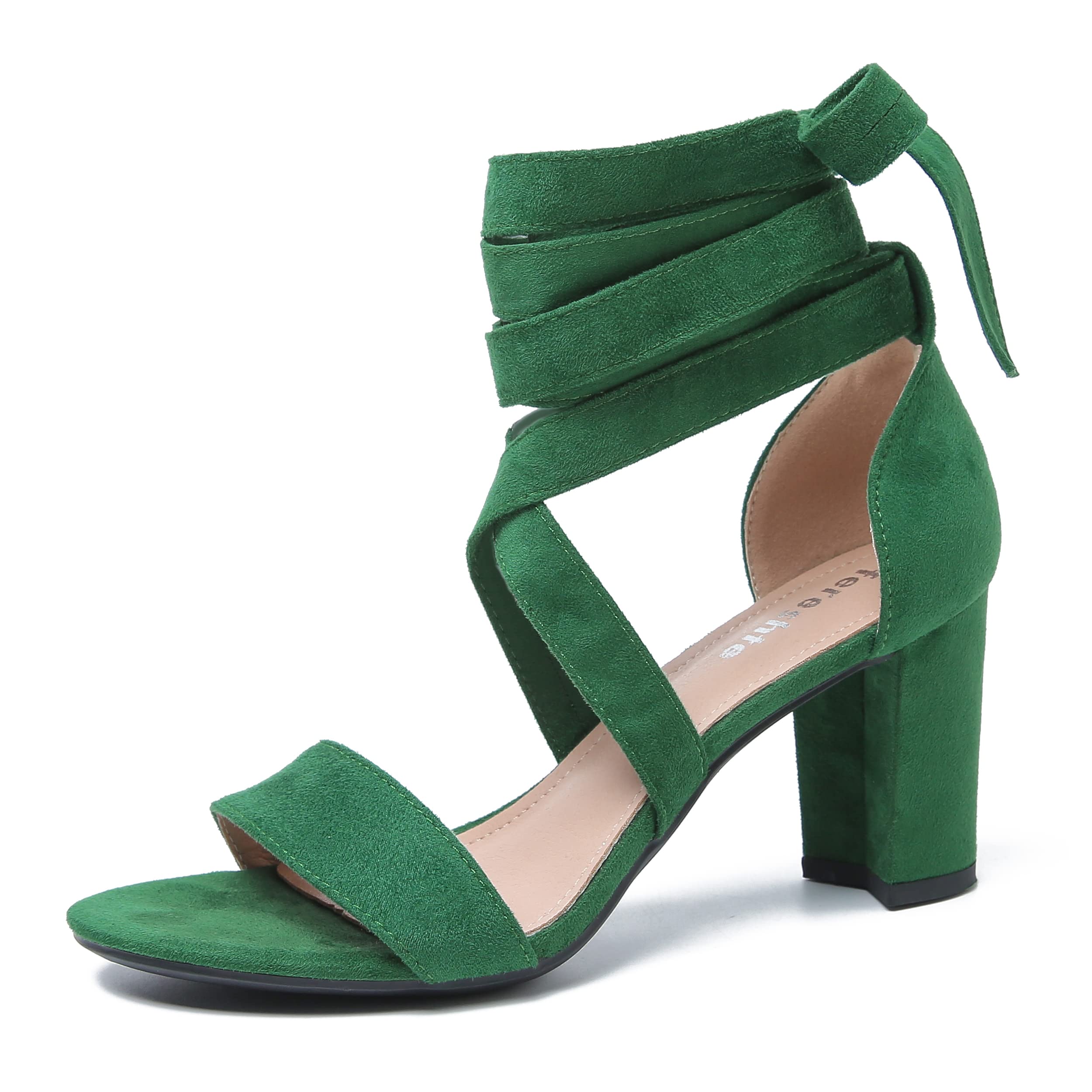 Emerald Green Green Lace Up Sandals Longchamp Suede Lace-Up