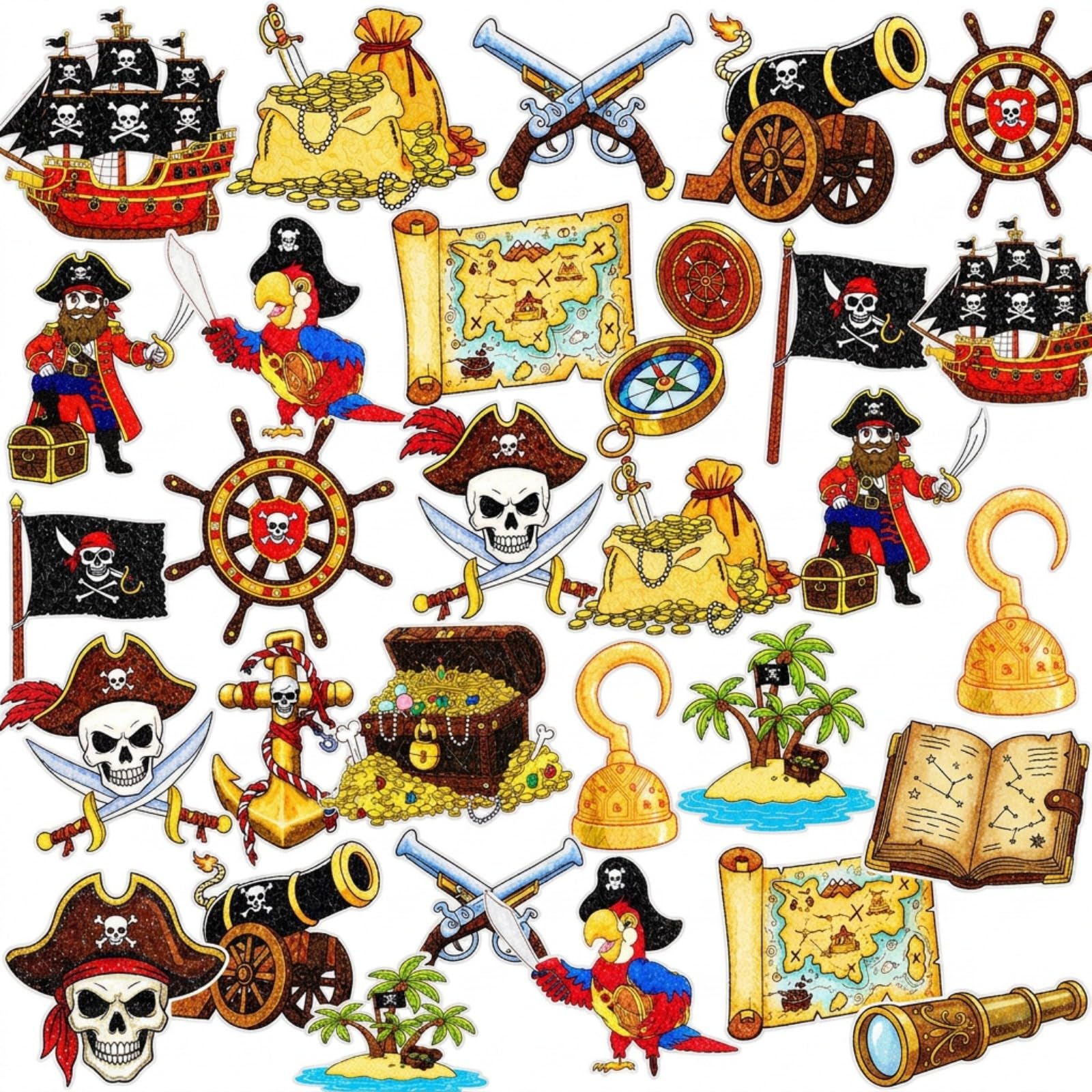 Fullhawl 30 Pcs Pirate Non Slip Shower Stickers, Bathtub Safety