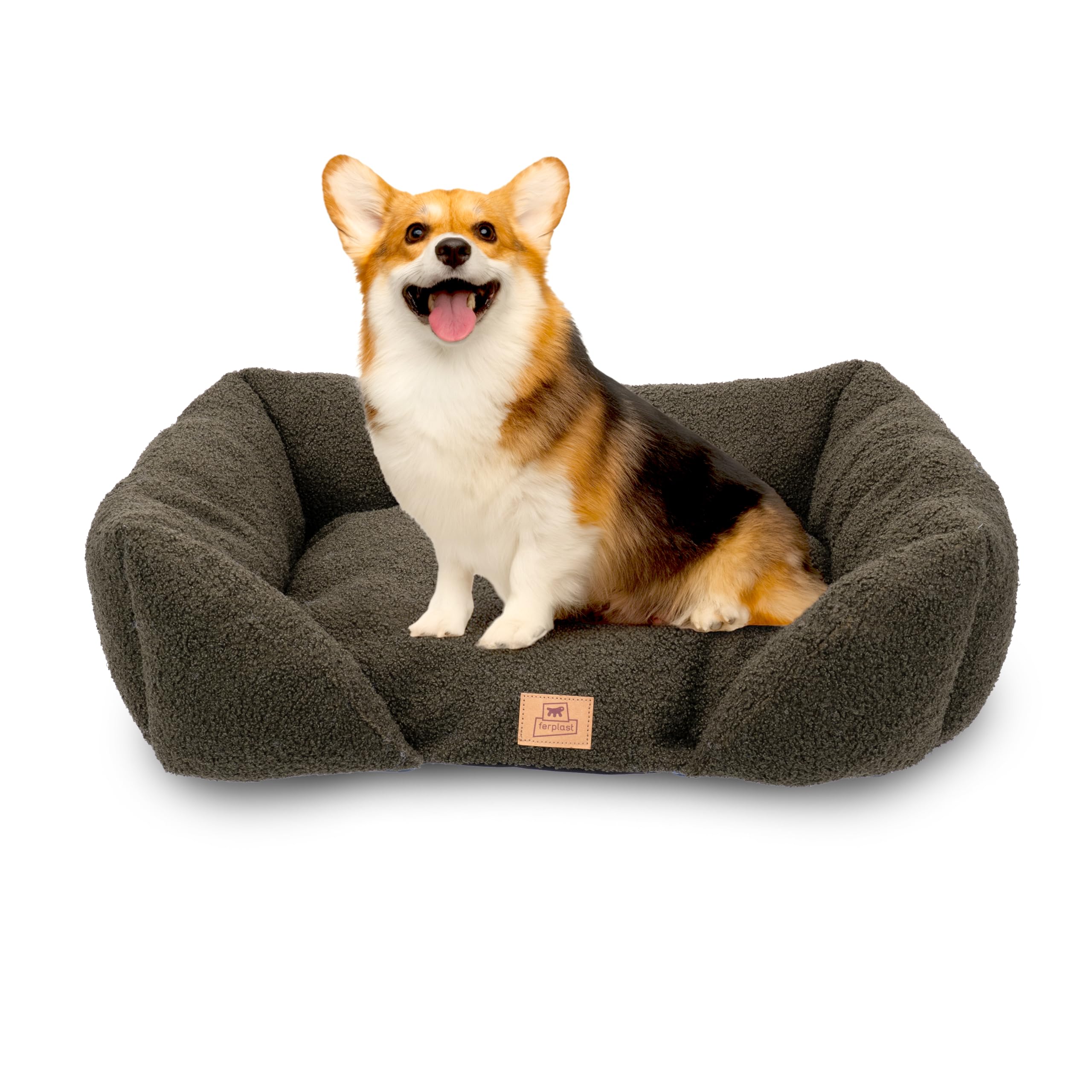 Ferplast Cuccia Cane Cuscino per Cani di medie dimensioni, Cuccia Gatto, Tessuto Lavabile in Bouclé Sintetico, Imbottitura Soffice, 66 x 50 x h 20 cm. Verde