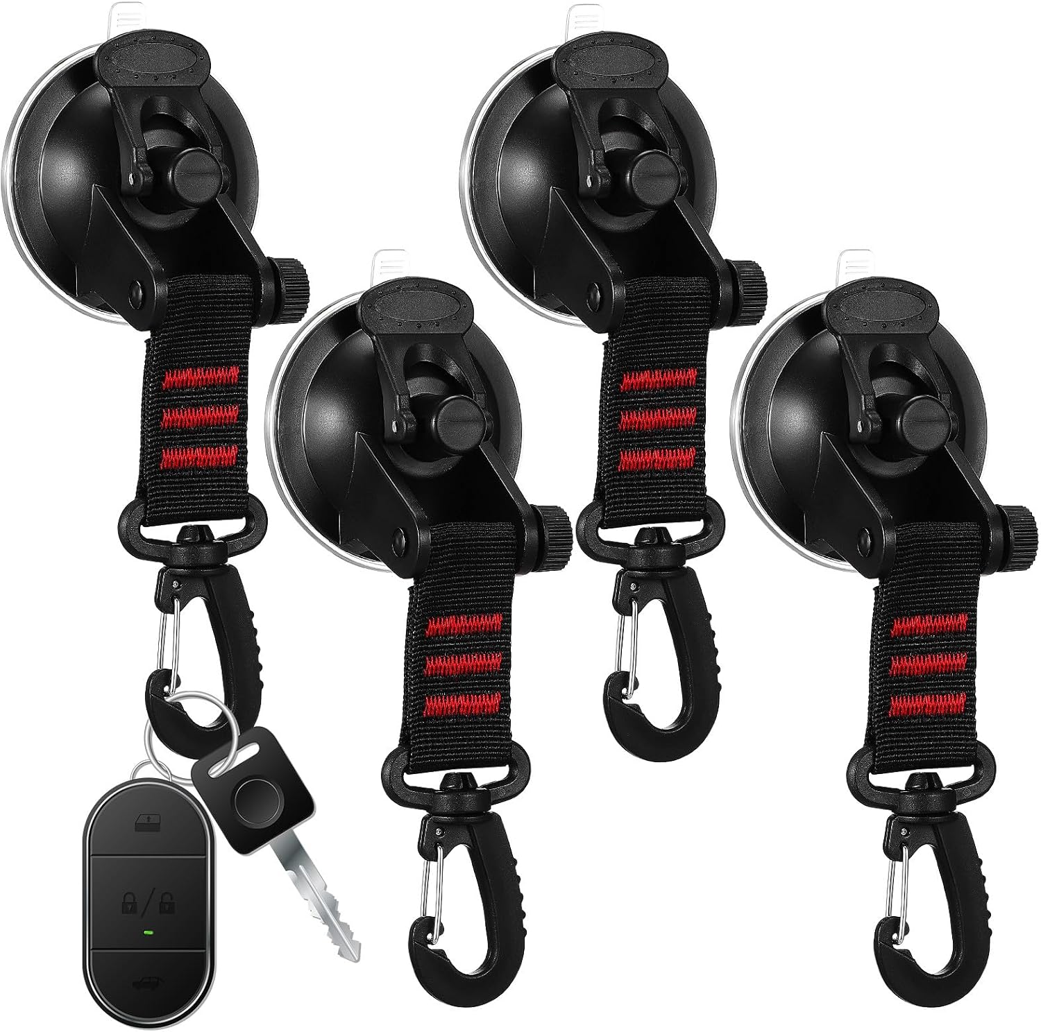 ULTECHNOVO 4pcs Heavy Duty Suction Cup Hooks Strong Adhesion for Car Camping Waterproof Tarp Accessories for Hanging Gear and Outdoor Use