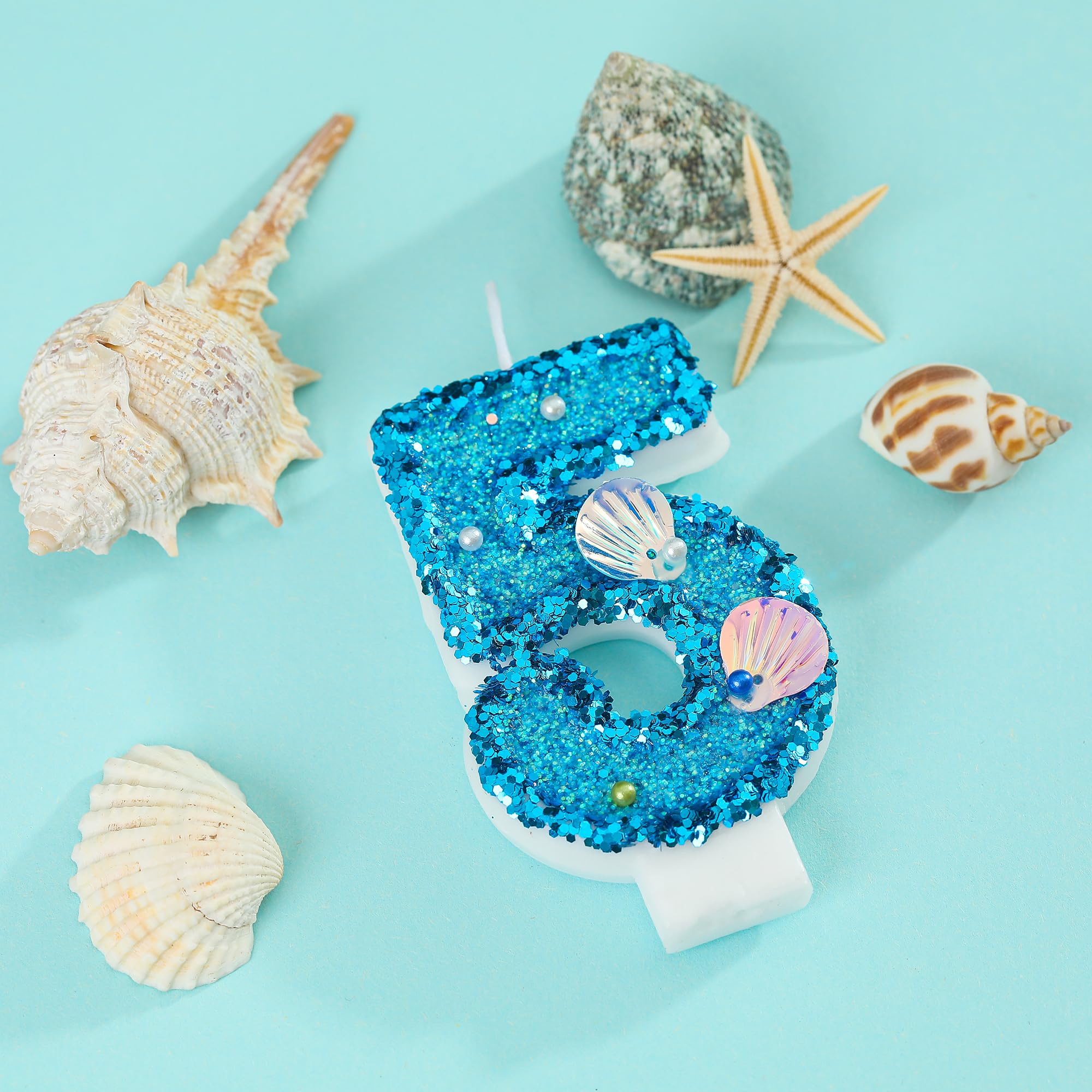 PHD CAKE Number 5 Mermaid Glitter Birthday Candles, Mermaid Themed Number Candles, Cake Number Candles, Party Celebration