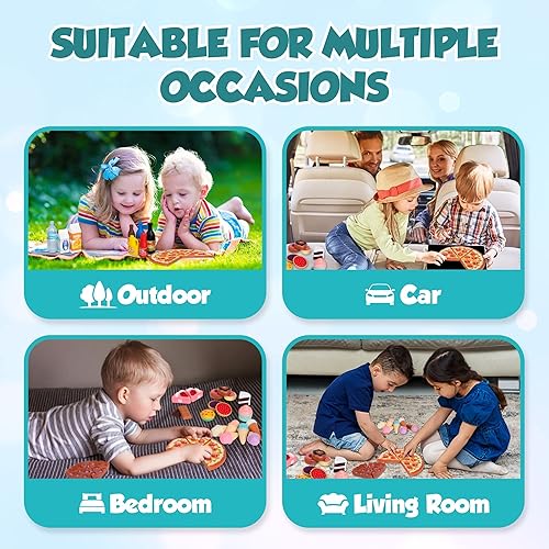 Miniatura 4 de Juego de comida de lujo de 144 piezas, juego de cocina de plástico, utilizado para comprar comestibles, cortar, cocinar, servir y jugar.