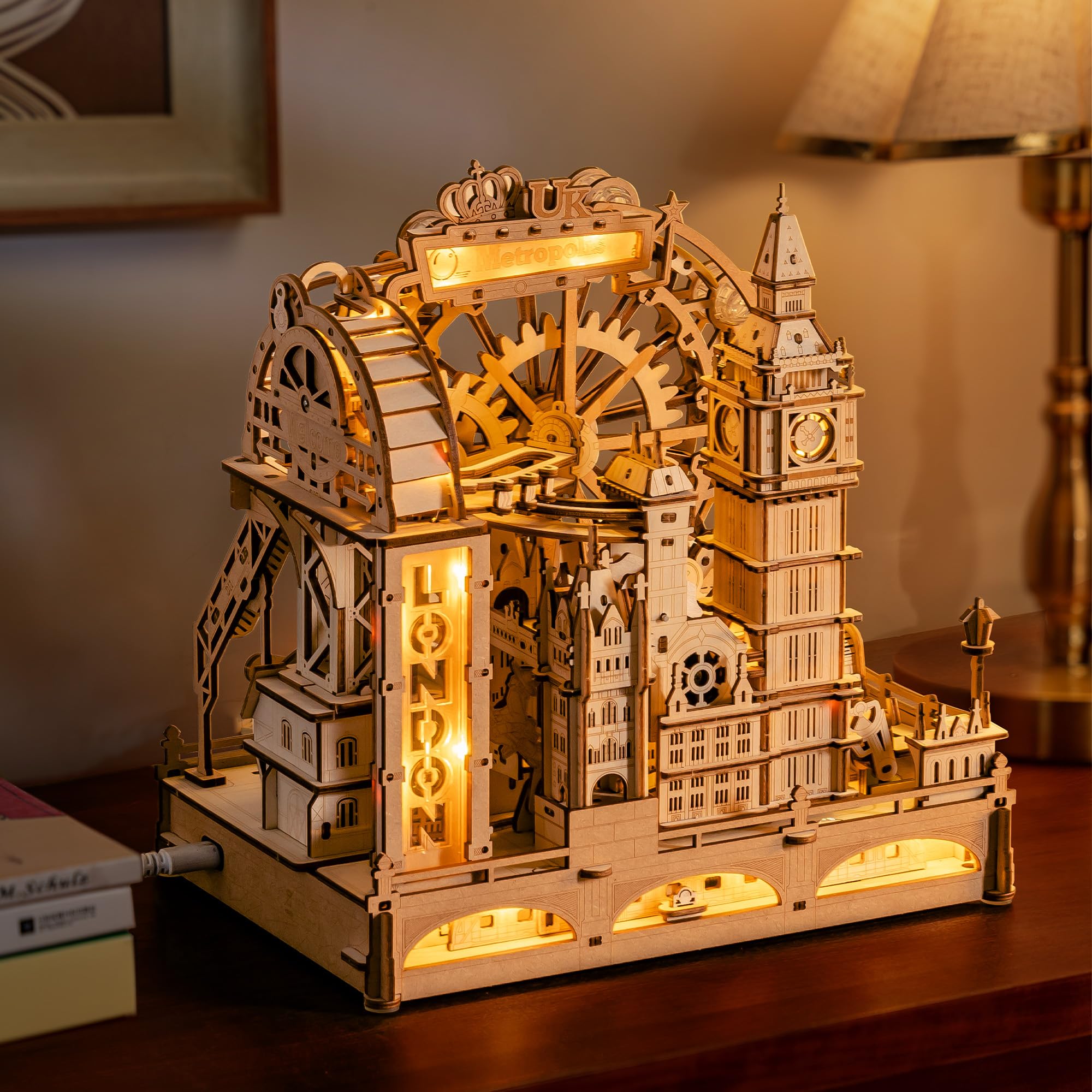 ROKR Puzzles de madera 3D para adultos Marble Travel London, kits de modelado "hazlo tú mismo", modelos de madera para ensamblar, decoración del hogar, regalos de cumpleaños para adultos y niños