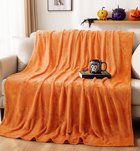 Miniatura 3 de Utopia Bedding Manta de forro polar, tamaño naranja quemado, 10.58 ozm, de lujo, mullida, suave y antiestática de microfibra (60 x 50 pulgadas)