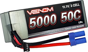 Venom Drive Series 50C 3S - 5000mAh 11.1V LiPo Hardcase Battery, Lithium Polymer 3 Cell - Silicone Connector & Compatible w 2WD, 4WD, Truck & Buggies