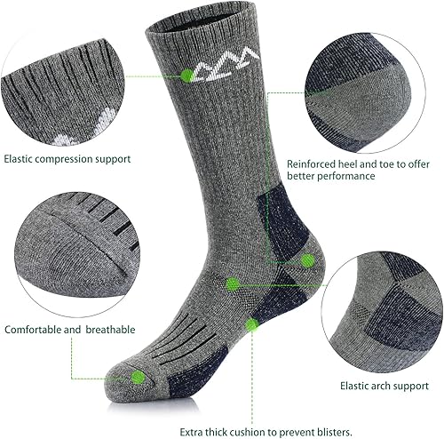 Vista 5 de innotree 3 Pack Men's Full Cushioned Hiking Walking Socks, Quarter Crew Socks