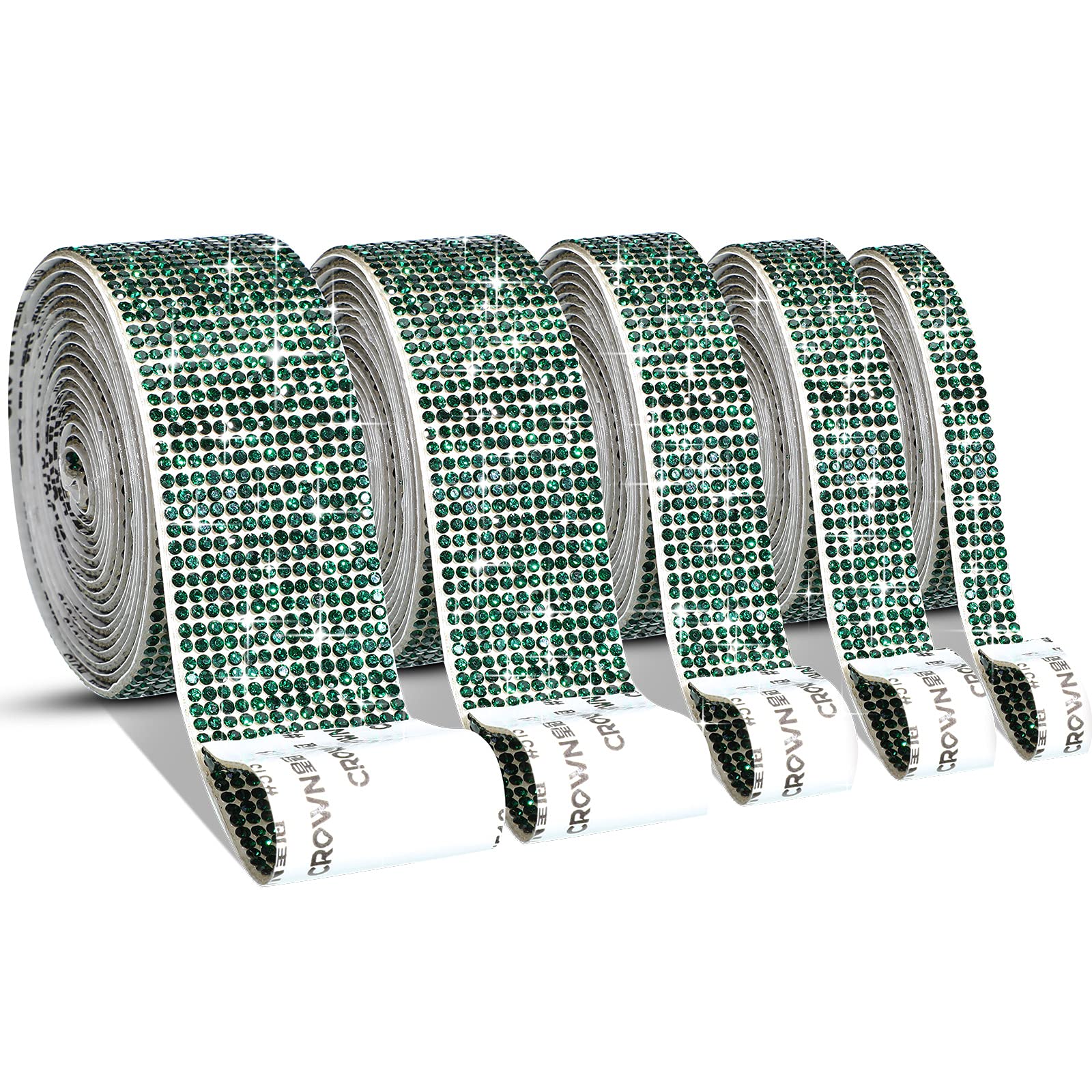 Ruban strass autocollant vert foncé 4,5 yards pour décoration et bricolage DIY