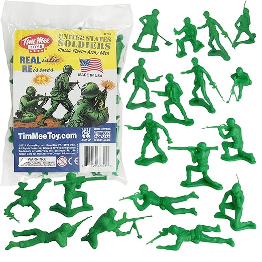 TimMee Plastic Army Men - Green 48pc Toy Soldier Figures - Made in USA