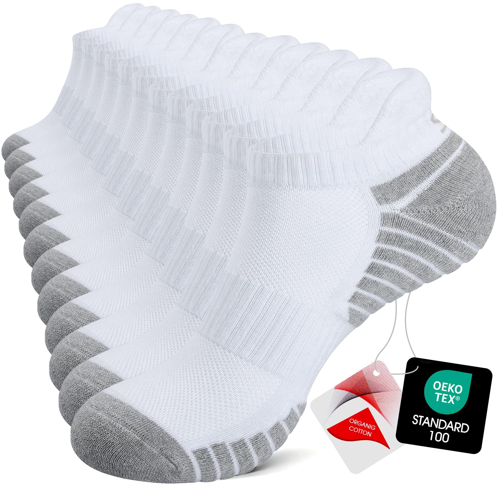 TANSTC Mens Running Socks Anti-Blister Cushioned Sports Socks Trainer Socks for Men Women Cotton Ankle Socks Low Cut Breathable Athletic Sock(6 Pairs)