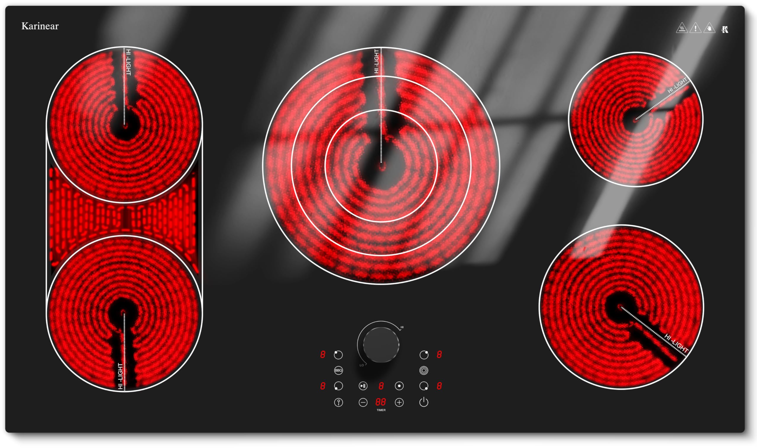 Karinear 36 Inch Electric Cooktop with Magnetic Knob