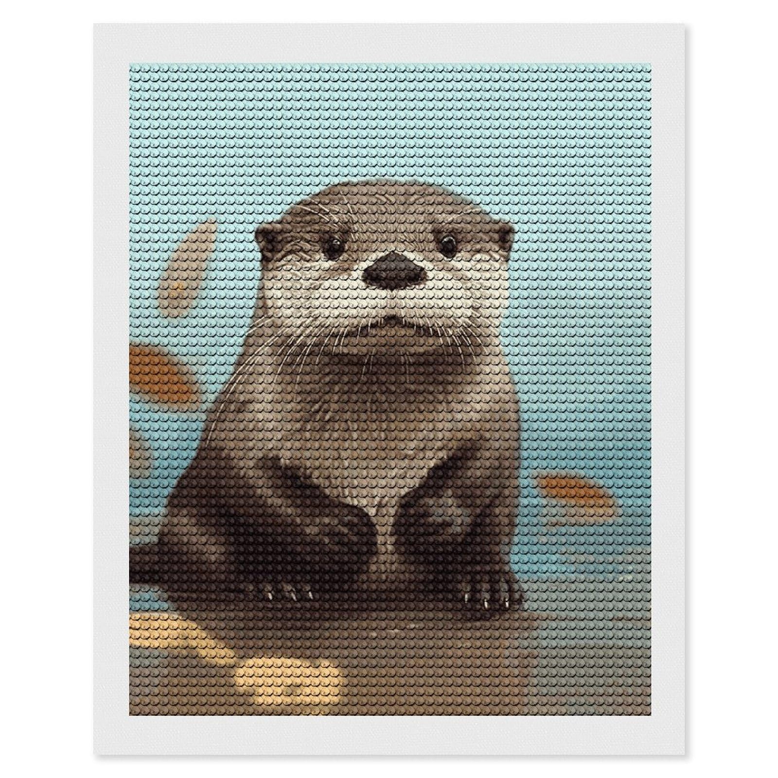 DWVTSLH Cute Otter Diamond Painting Kits for Adults, Personalized Diamond Photo Art Full Drill, DIY 5D Diamond Art Painting Kits for Beginners, Home Wall Decor 16"x20"
