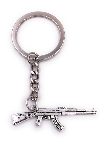H-Customs Rifle de asalto AK47 Kalashnikov llavero colgante de plata metal