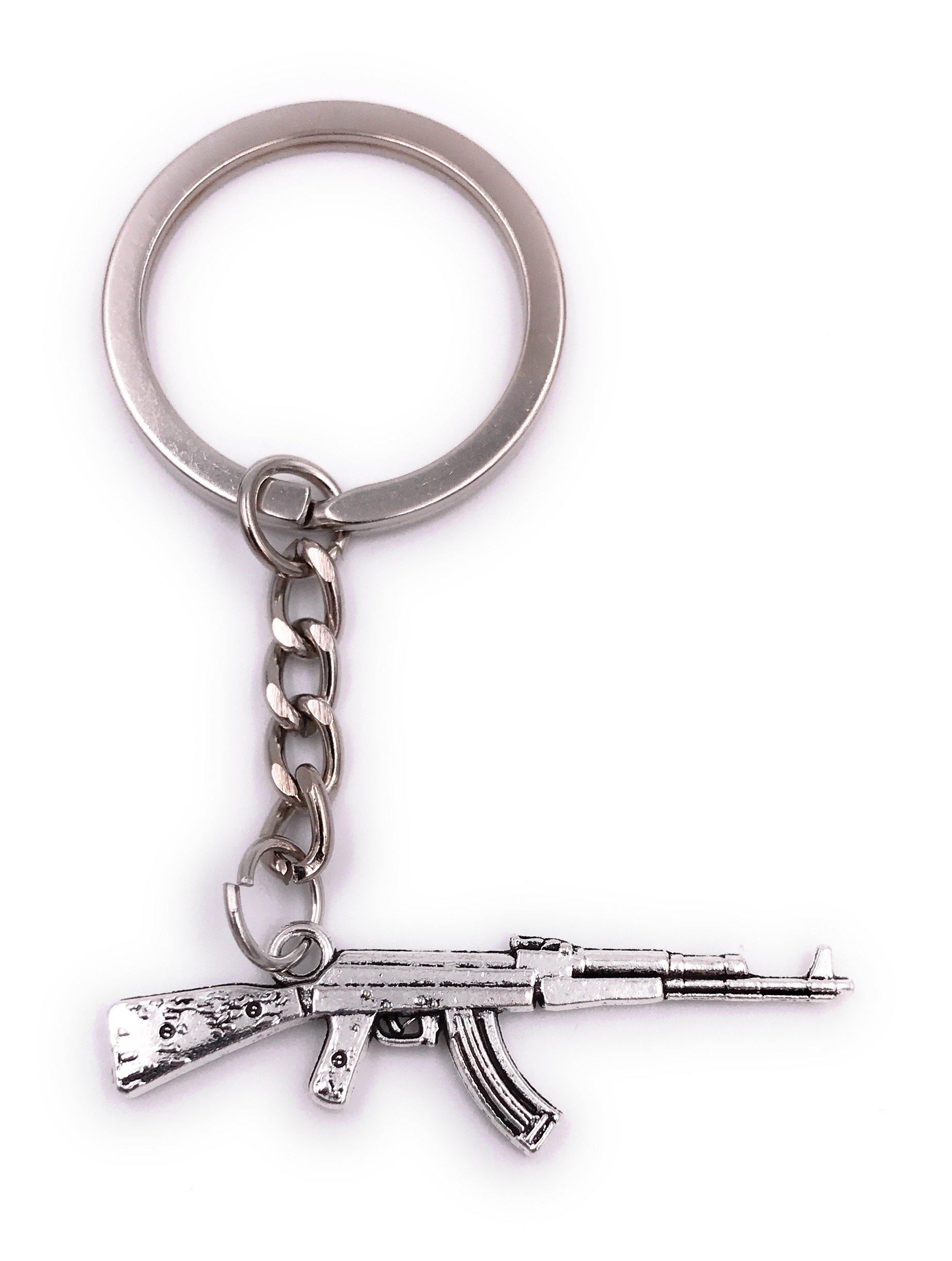 H-Customs Ak 47 Ak47 Assault Rifle Kalashnikov Keyring Pendant Silver Metal