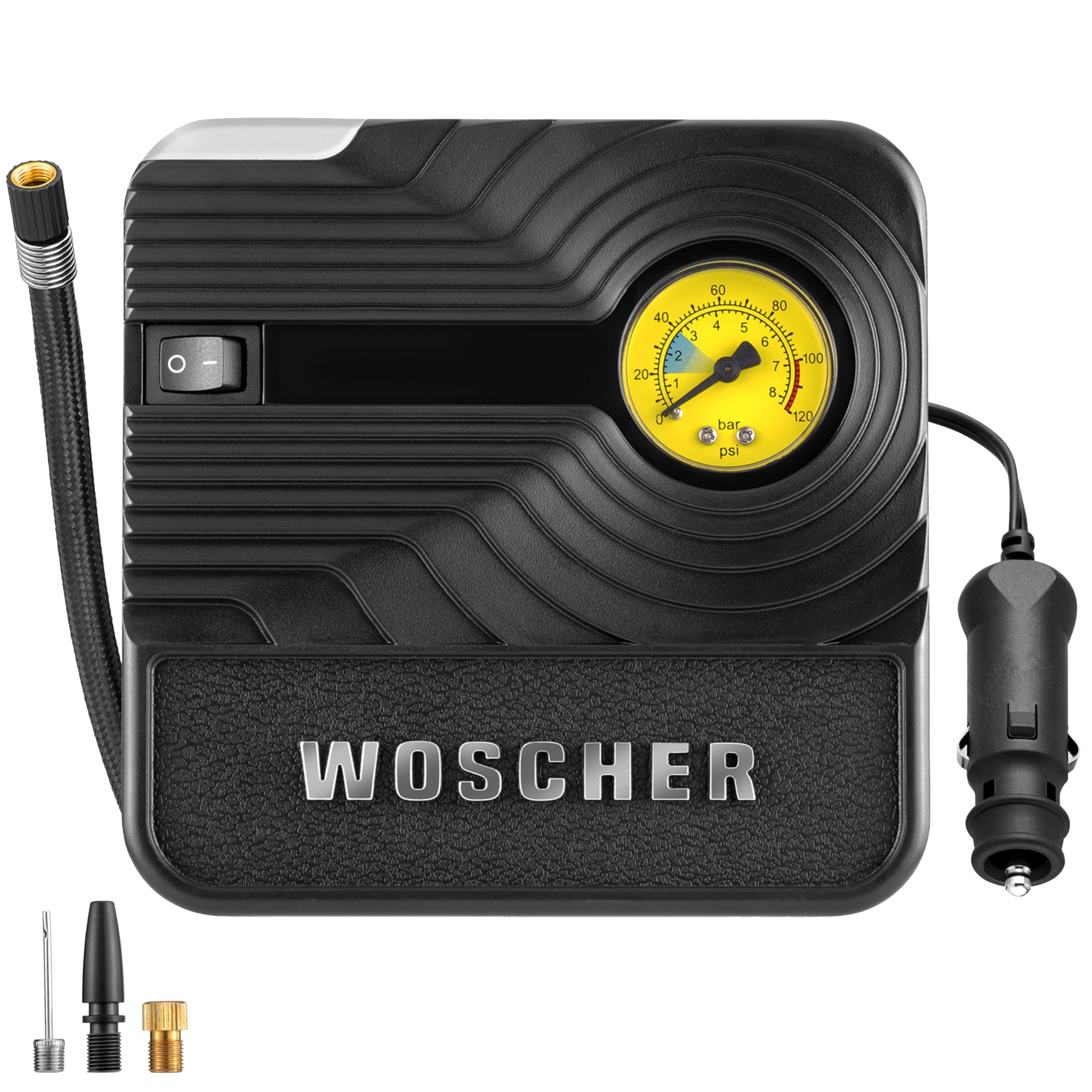 Woscher 801 Rapid Performance Car Tyre Inflator for Car,Portable Air Pump |12V Air Compressor for Car Pump with LED Light