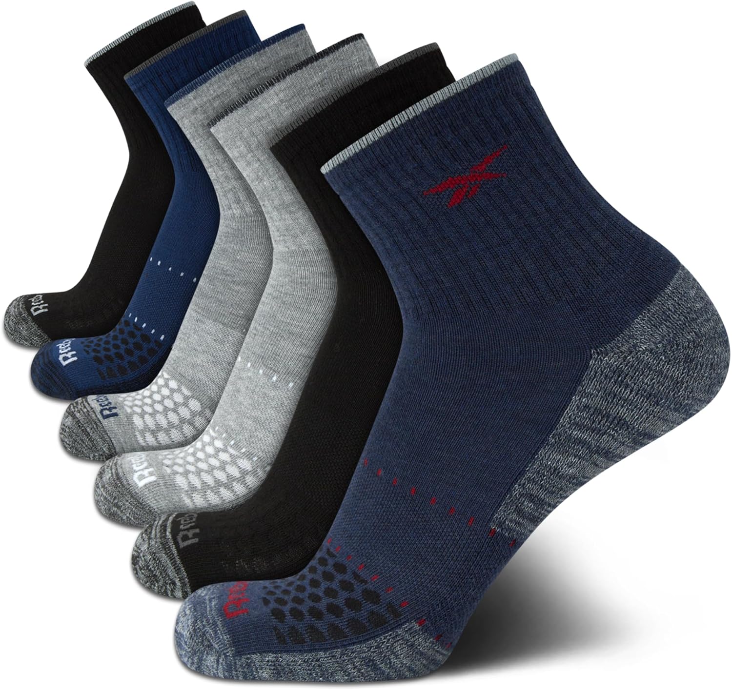 Reebok Men’s Athletic Socks – Cushion High Quarter Cut Socks (6 Pack)