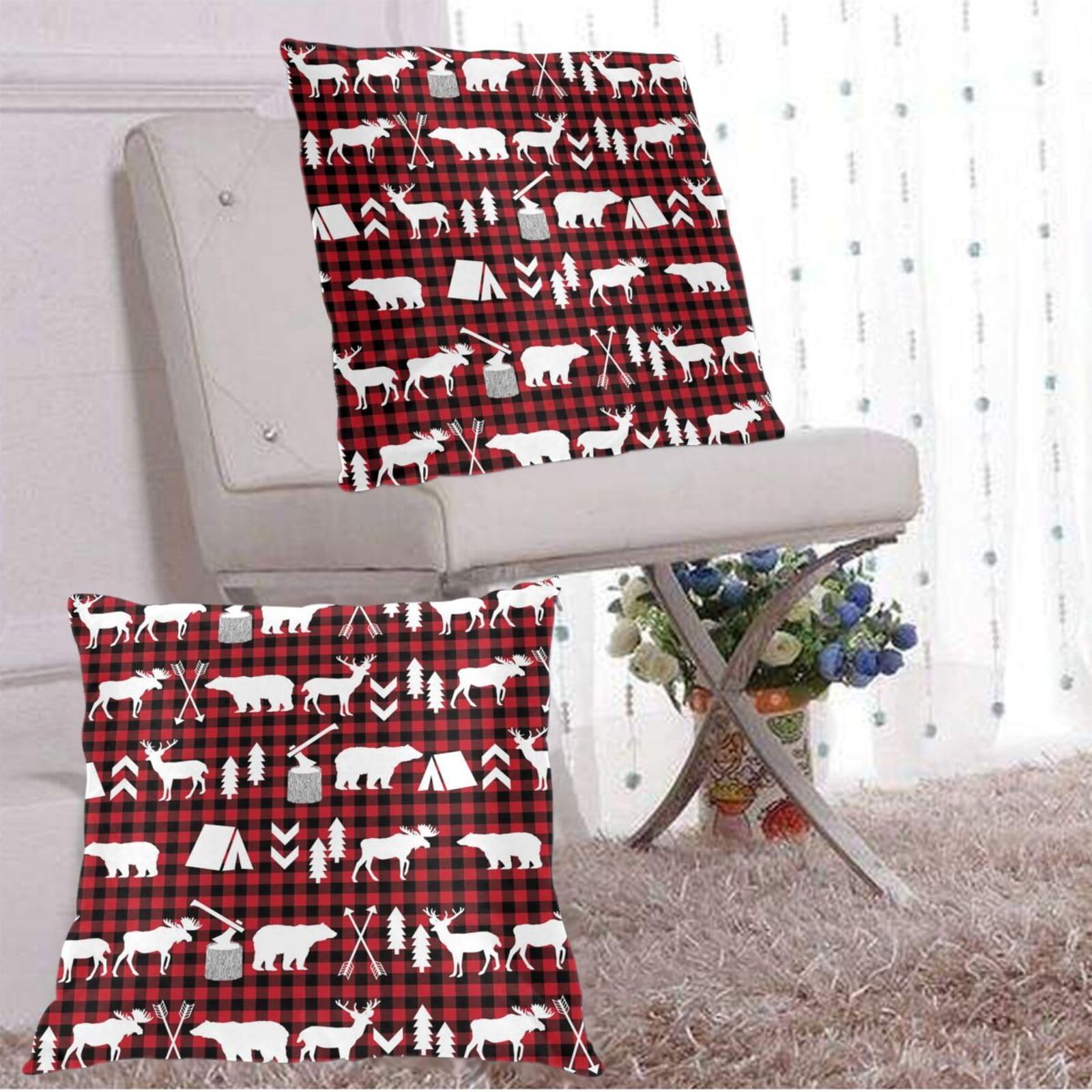 Set di 2 federe decorative decorative con stampa natalizia