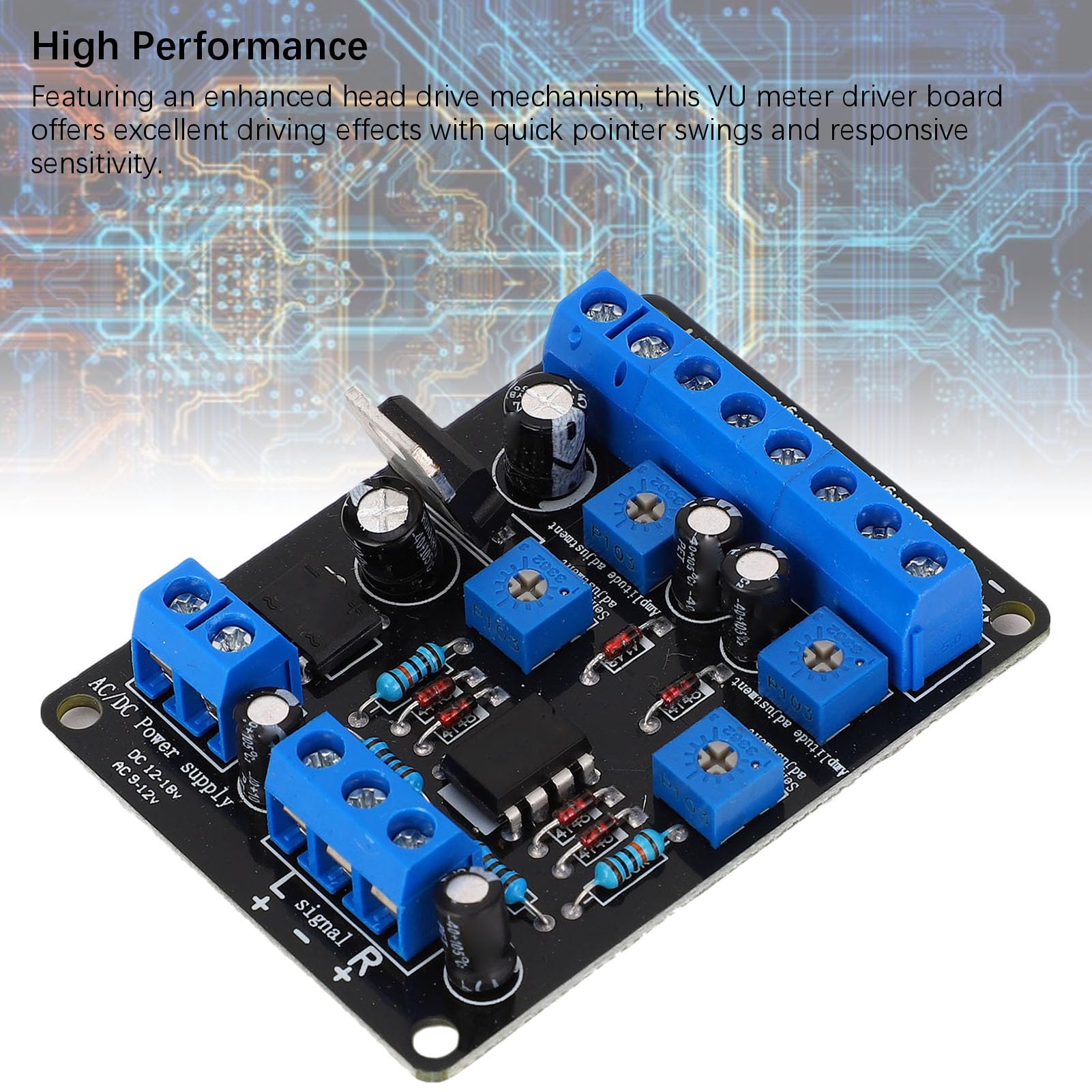 SEAFRONT Scheda Driver VU Meter Scheda Driver Livello DB Meccanismo di Azionamento della Testina Migliorato Ingresso CA 9-12 V CC 12-18 V con Regolazione di Ampiezza e sensibilità per la