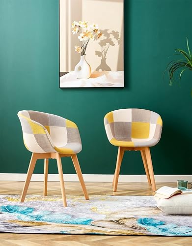 Silla de comedor juego para 2 asientos de tela de retazos silla de sala de estar moderna silla de descanso restaurante cafetería silla de cocina