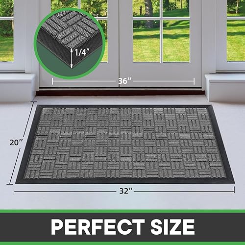 Miniatura 230 de Mibao Tapete para puerta delantera, resistente y duradero, tapete de bienvenida para interiores y exteriores, atrapador de suciedad, impermeable