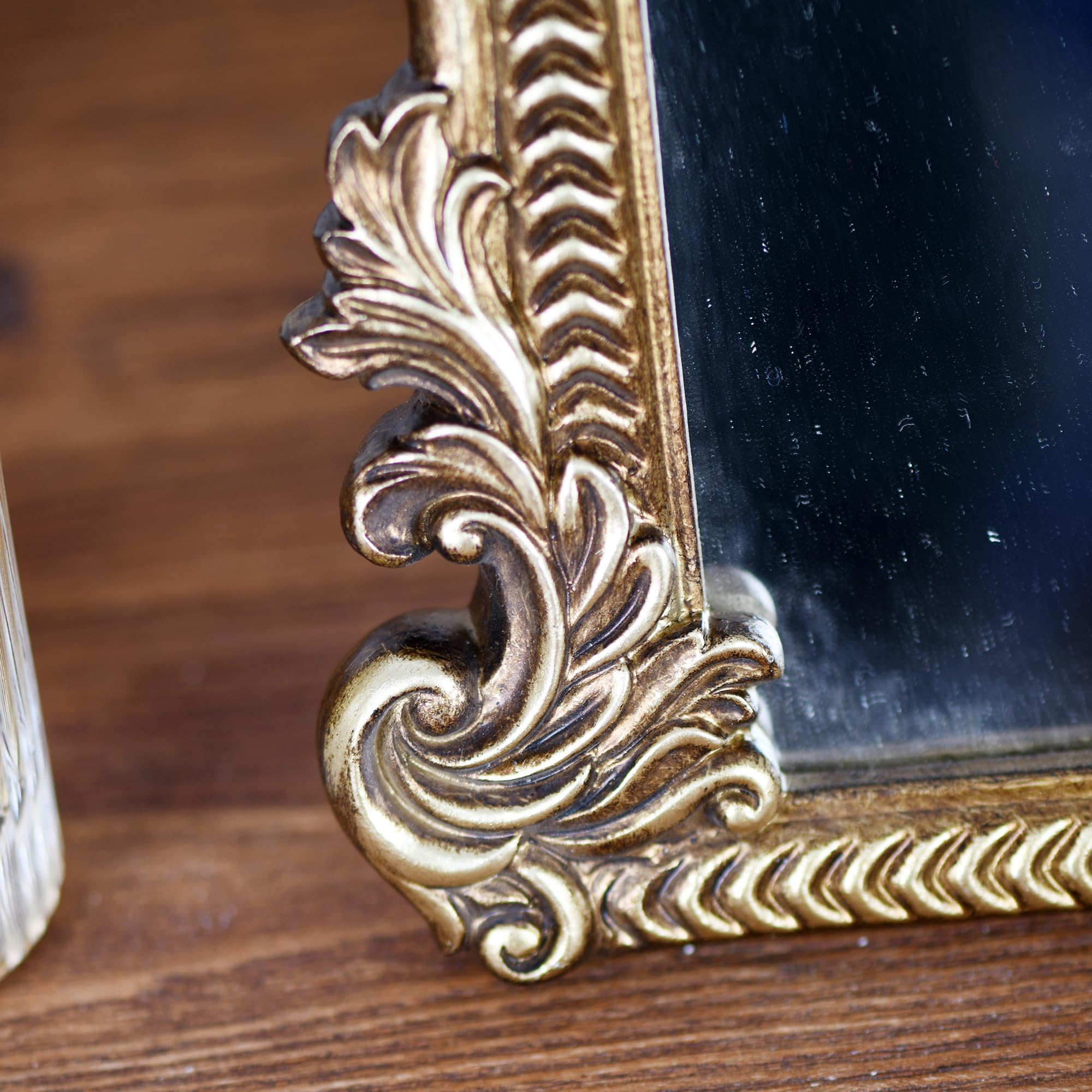 Miroir Face à Main Vintage 1960 - Poignée Décorée - Longueur 28,5 Cm