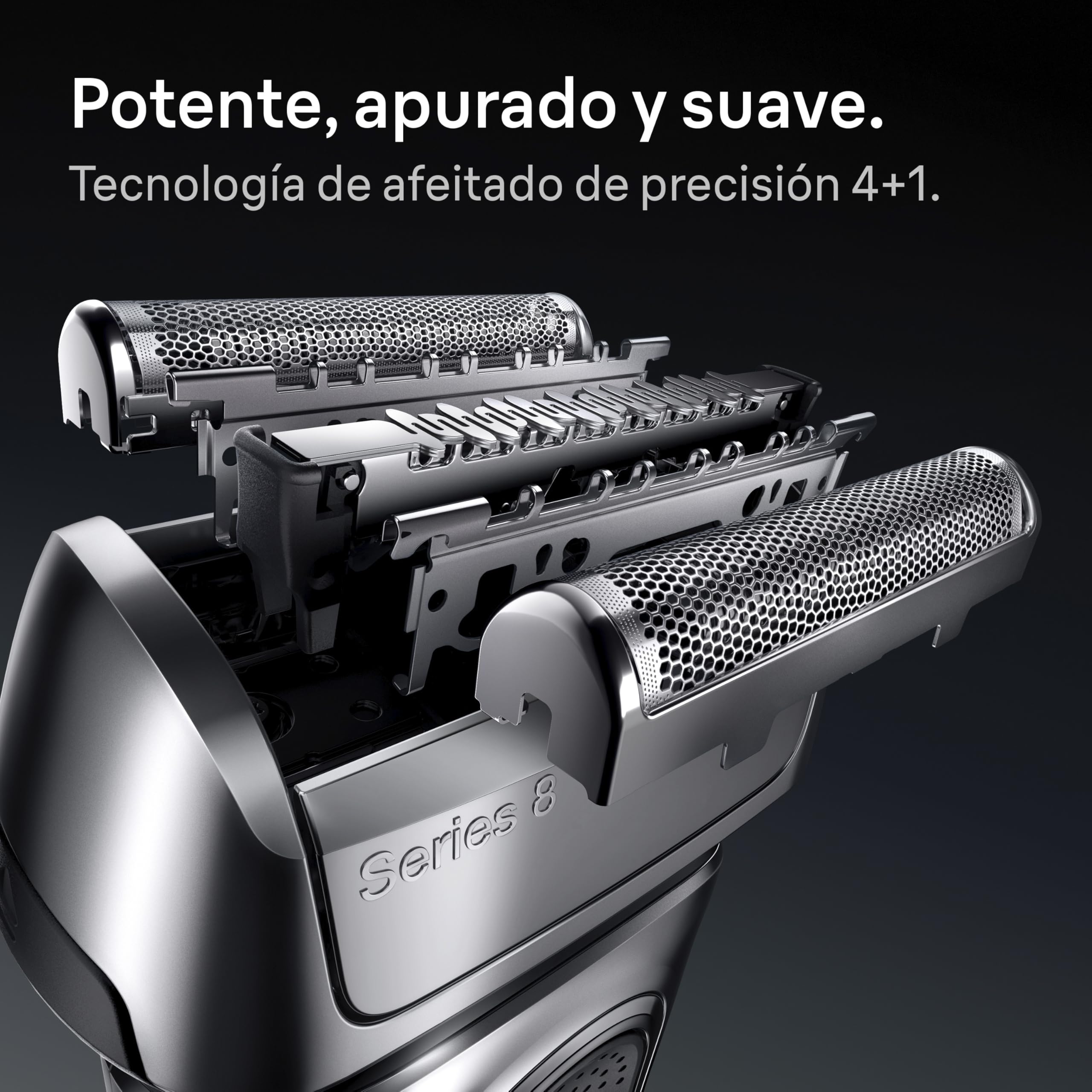 Braun Afeitadora Eléctrica Hombre Series 8, Máquina de Afeitar Barba en Seco Y en Mojado con Cabezal de Precisión Y Recortadora, 60 Min de Uso, Base de Carga Y Estuche de Viaje, 8617S, Plata