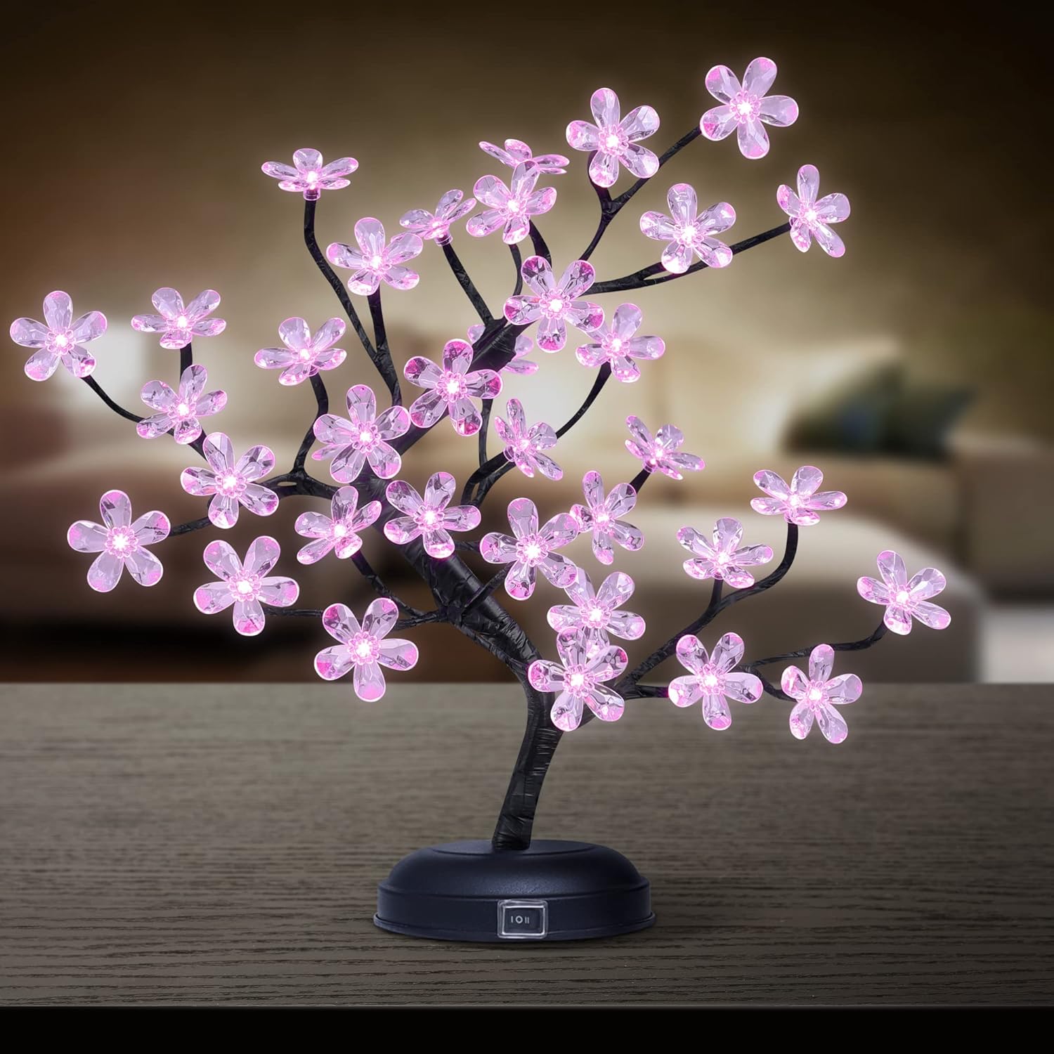 Cherry Blossom Bonsai Tree Light 18IN Tree Lamp with 36 Acrylic LED Japanese Cherry Blossom