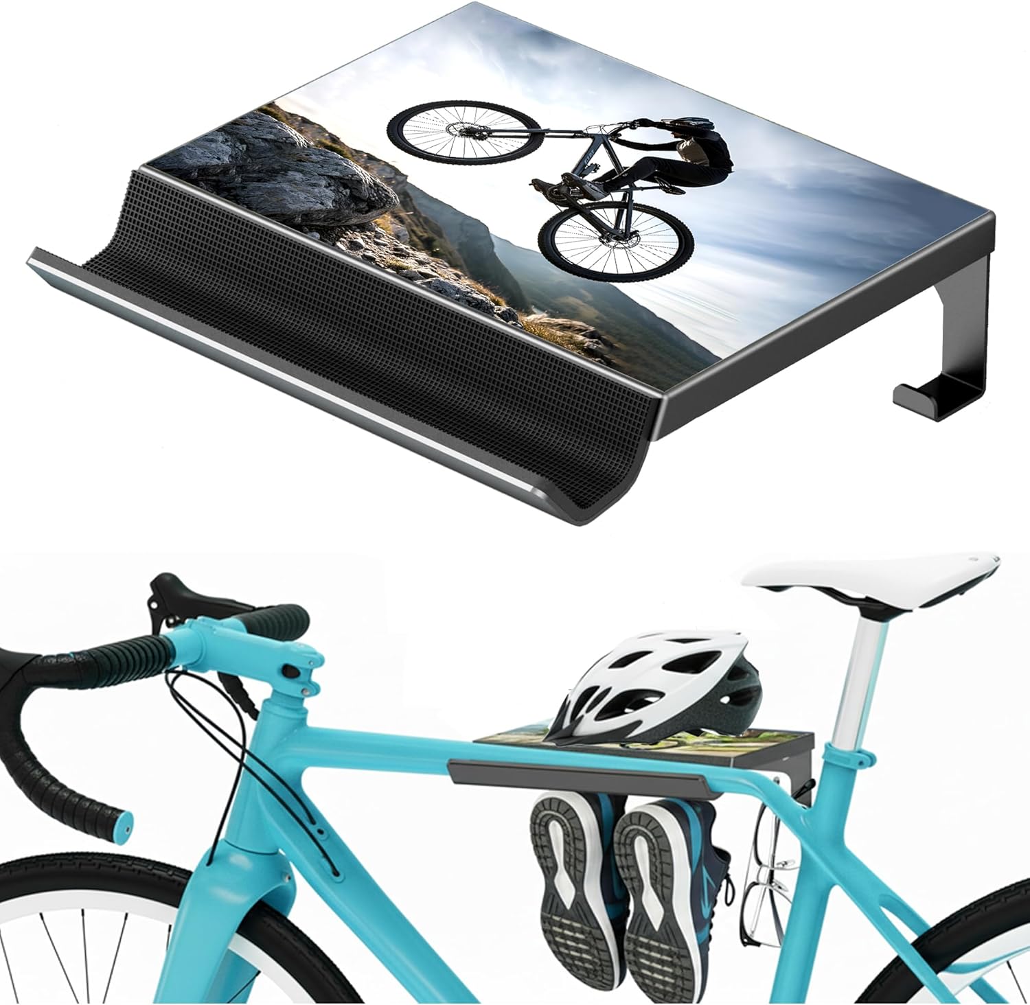 Bike Wall Mount - Horizontal Indoor Bike Rack for Garage Storage - Heavy Duty Bicycle Hanger Hook for Male Cyclists- Space Saving Wall Bike Mount for Road, Mountain and Hybrid Bikes in Garage(Men's)