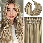 Lacer Hair Seamless Clip in Hair Extensions Human Hair Highlight Color Light Brown with Platinum Blonde 7pcs Invisible PU Skin Weft Straight Natural Remy Hair Extensions Clip in for Women 20 Inch