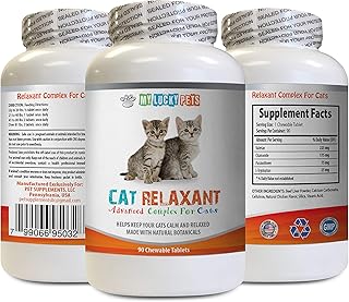 MY LUCKY PETS LLC cat Anxiety Pills - Advanced Relaxant for Cats - Calms Down Your CAT - Anxiety Relief Complex - cat Valerian Root - 1 Bottle (90 Chewable Tablets)