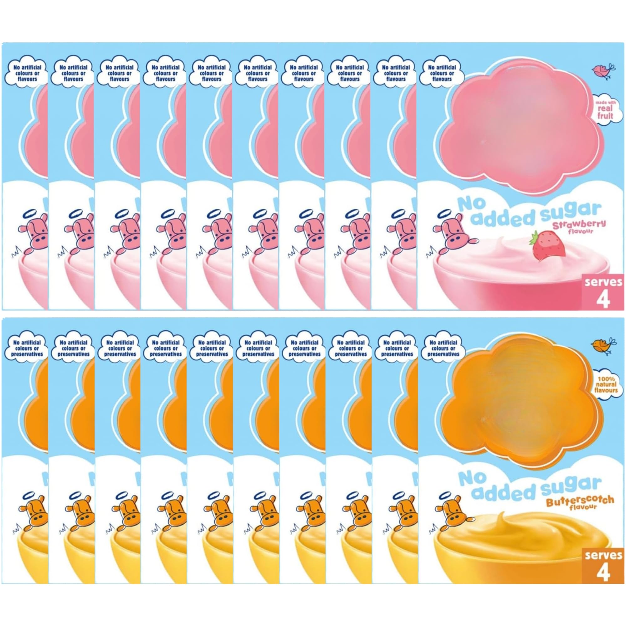 No Added Sugar Dessert Mix Bundle Consisting of Delight Strawberry 47g x10 & Butterscotch 47g x10 (20 Pack)