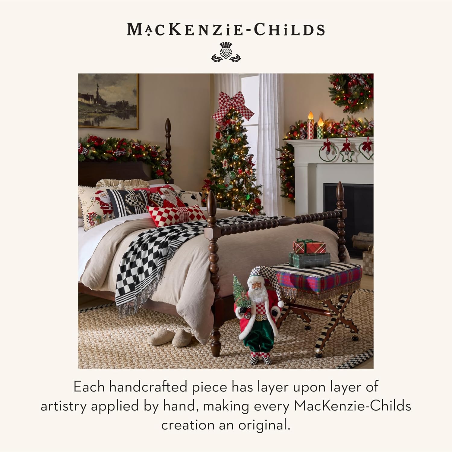 MACKENZIE-CHILDS Violet Check Medium Bow
