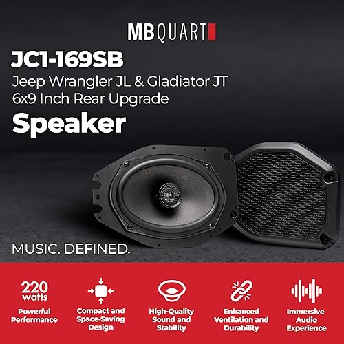 Miniatura 2 de MB Quart Actualización de altavoz trasero de 6 x 9 pulgadas compatible con Jeep Wrangler (JL) 2018-2023 y Jeep Gladiator (JT) 2020-2023, 220W Max,