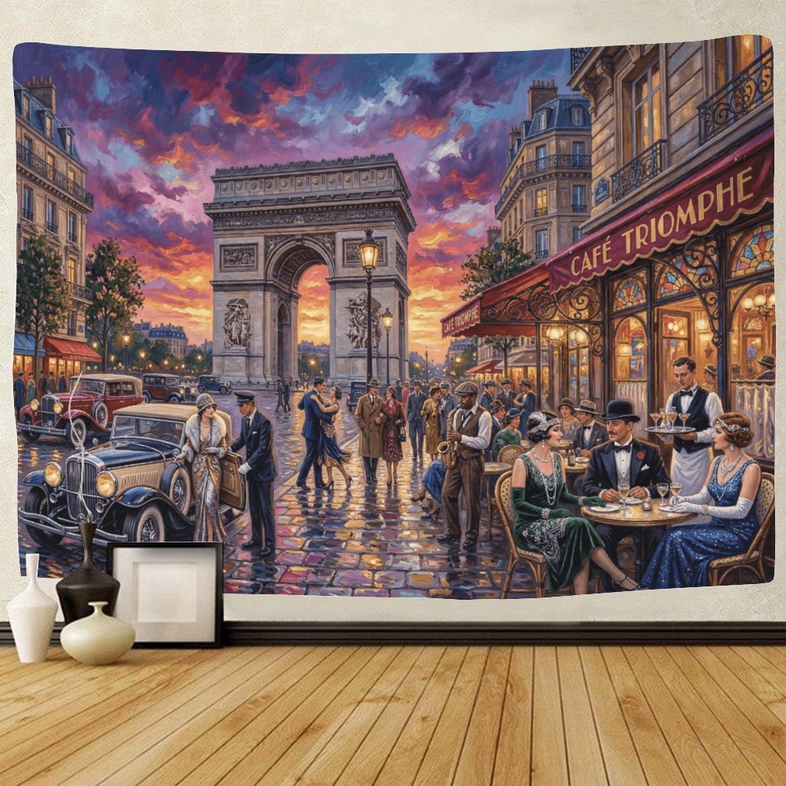 ASDFGHJKLZA Arc De Triomphe 3D Print Tapestry Wall Hanging Decor Wall Art Decor Impressionist Tapestries Poster Curtain Living Room College Dorm 150cmx200cm