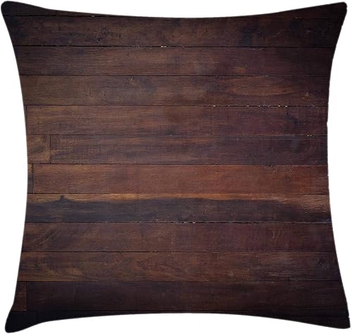 Ambesonne Funda de cojín de color chocolate, madera envejecida envejecida de roble oscuro, tablones de madera de roble con imagen de piso de