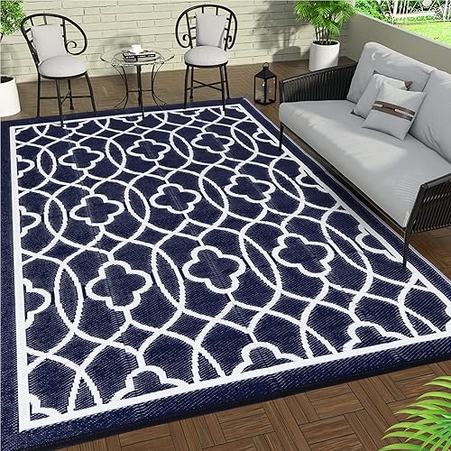 Miniatura 13 de Pendolr Alfombra de exterior de 5' x 8' pies, impermeable, para patio, alfombra de paja de plástico para exteriores, alfombra para camping