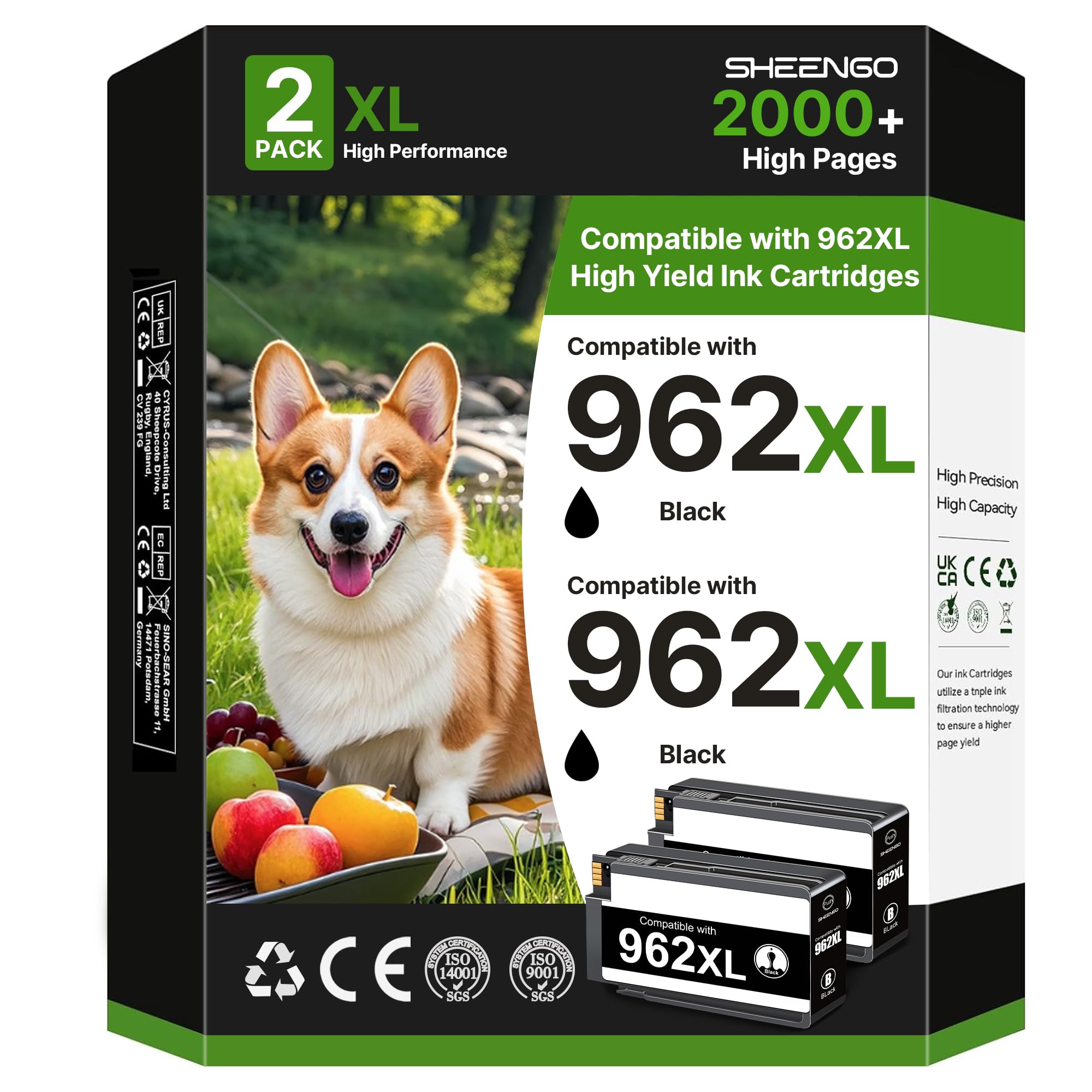 962 962XL Black Ink Cartridges for Printer Ink Compatible with HP 962XL Black Ink Cartridge for 962 XL Use with Officejet Pro 9010 9015 9018 9020 9025