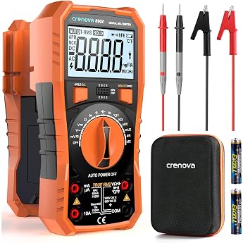 Crenova Digital Multimeter, TRMS Voltmeter Ammeter Auto Range 6000 Counter Ohmmeter, Measures Voltage Capacity Temp Resistanc