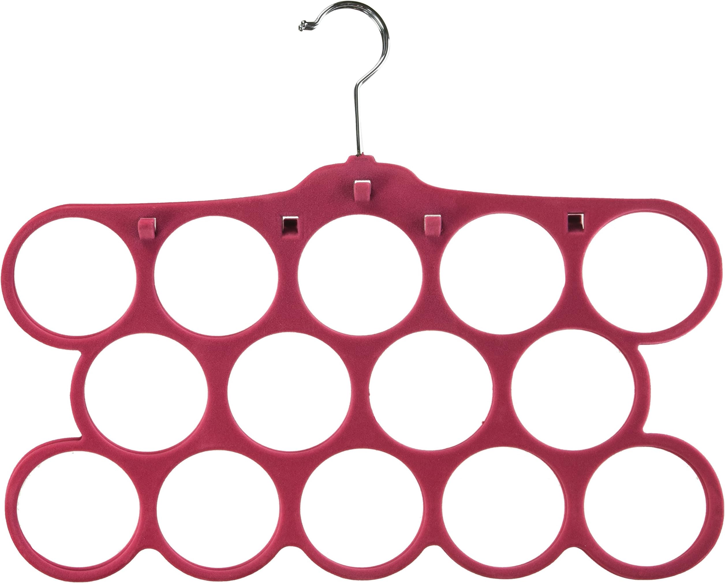 Kenton Grey Adults Size, Premium Heavyweight Velvet Scarf/Accessory Hangers – Ultra-Thin, Space Saving, No-Slip, Strong & Durable - Set of 2, 14 Hole, Hot Pink