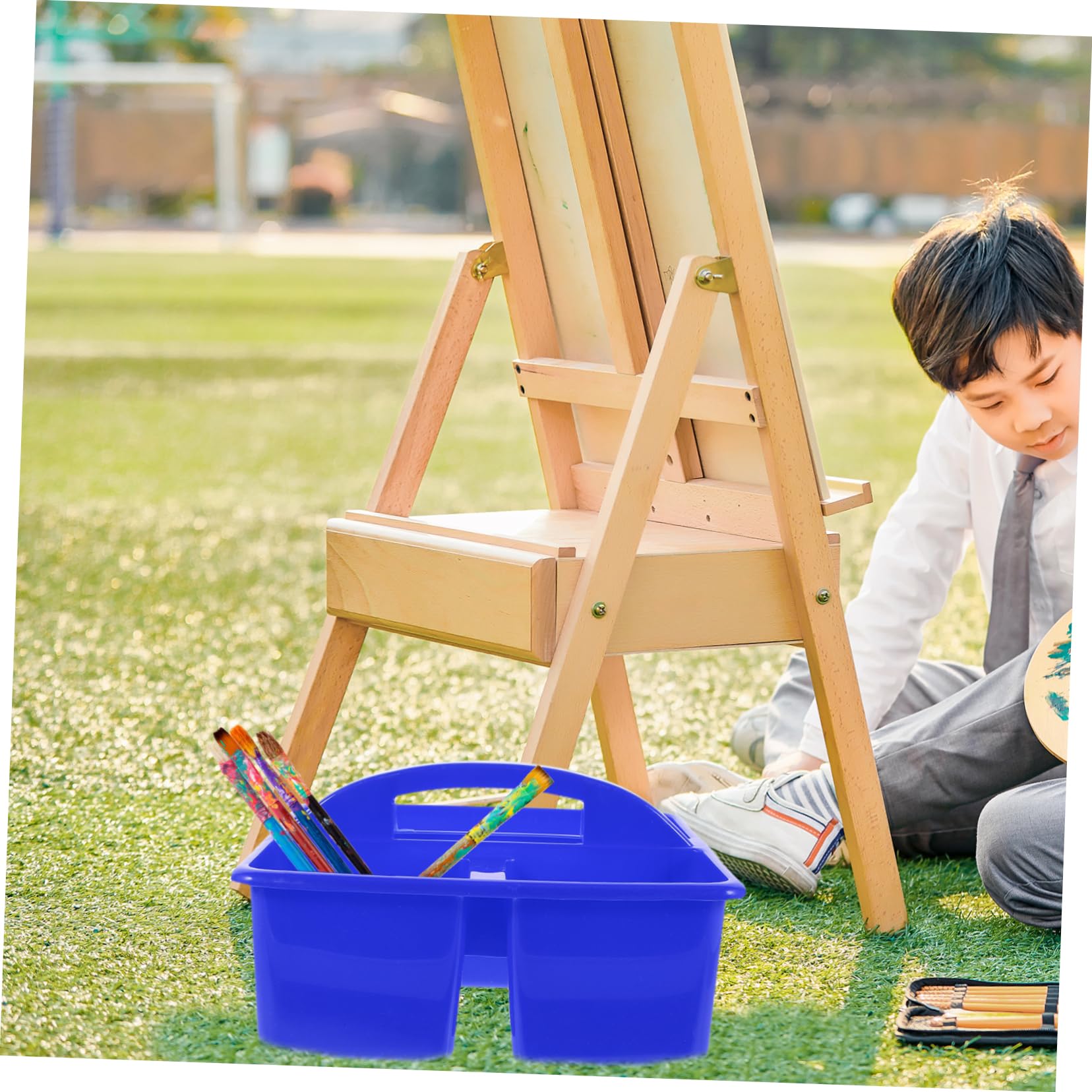 yarnow 2pcs art tools storage basket compartments portable organizer for stationery craft supplies and bright and protective design ( 6 pieces)