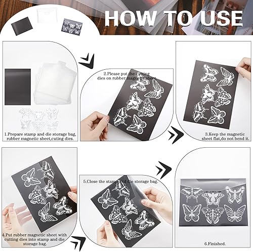 Miniatura 4 de 48 bolsas de almacenamiento de sellos y troqueles a granel y hoja magnética de goma, bolsillos de almacenamiento resellables transparentes, para