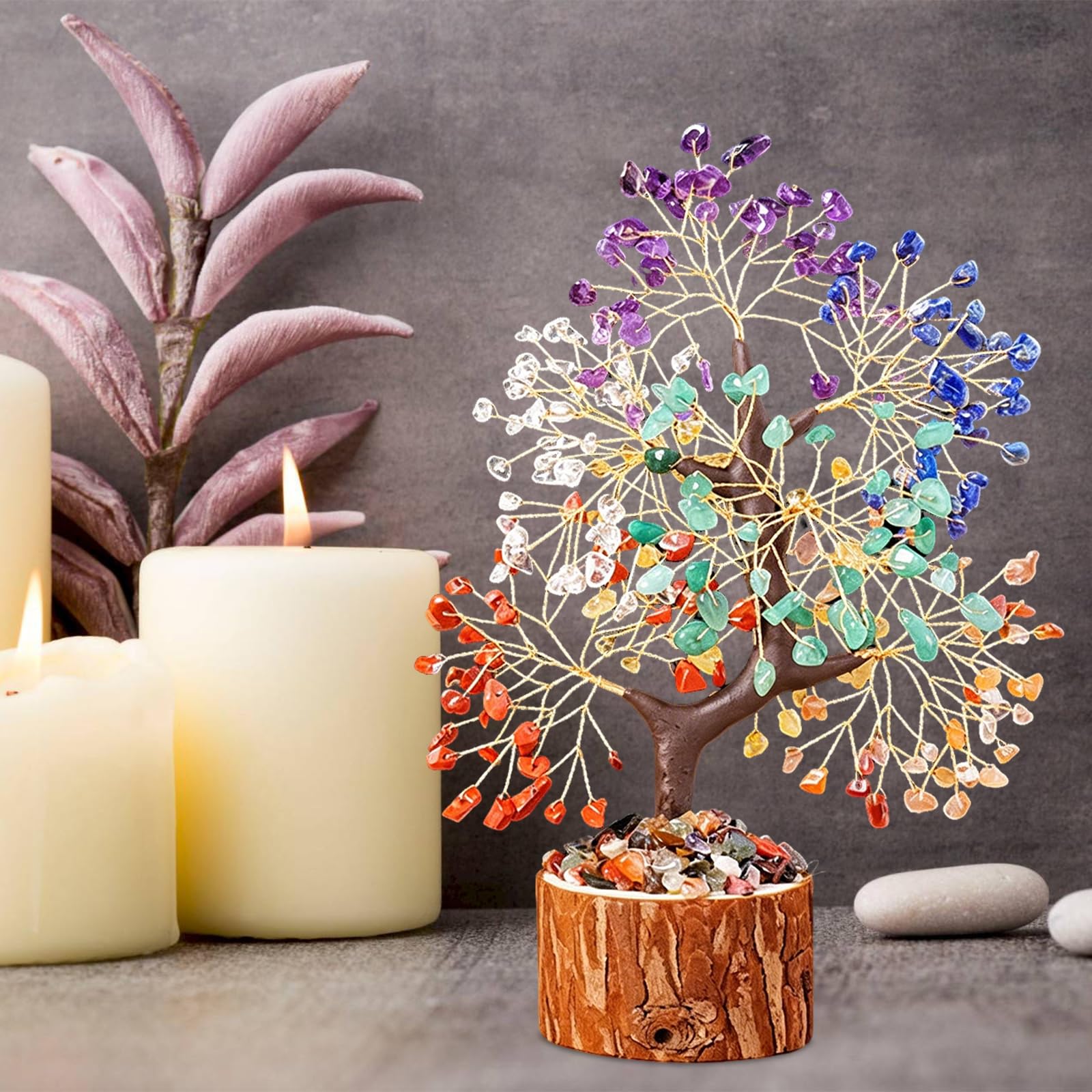 Árbol de Cristal de los 7 Chakras, Arbol de La Vida, Decoracion Hogar, Cristales Curativos, Adornos de Bonsái para Decoración, Adornos de Cristal, Regalo de Inauguración de Casa